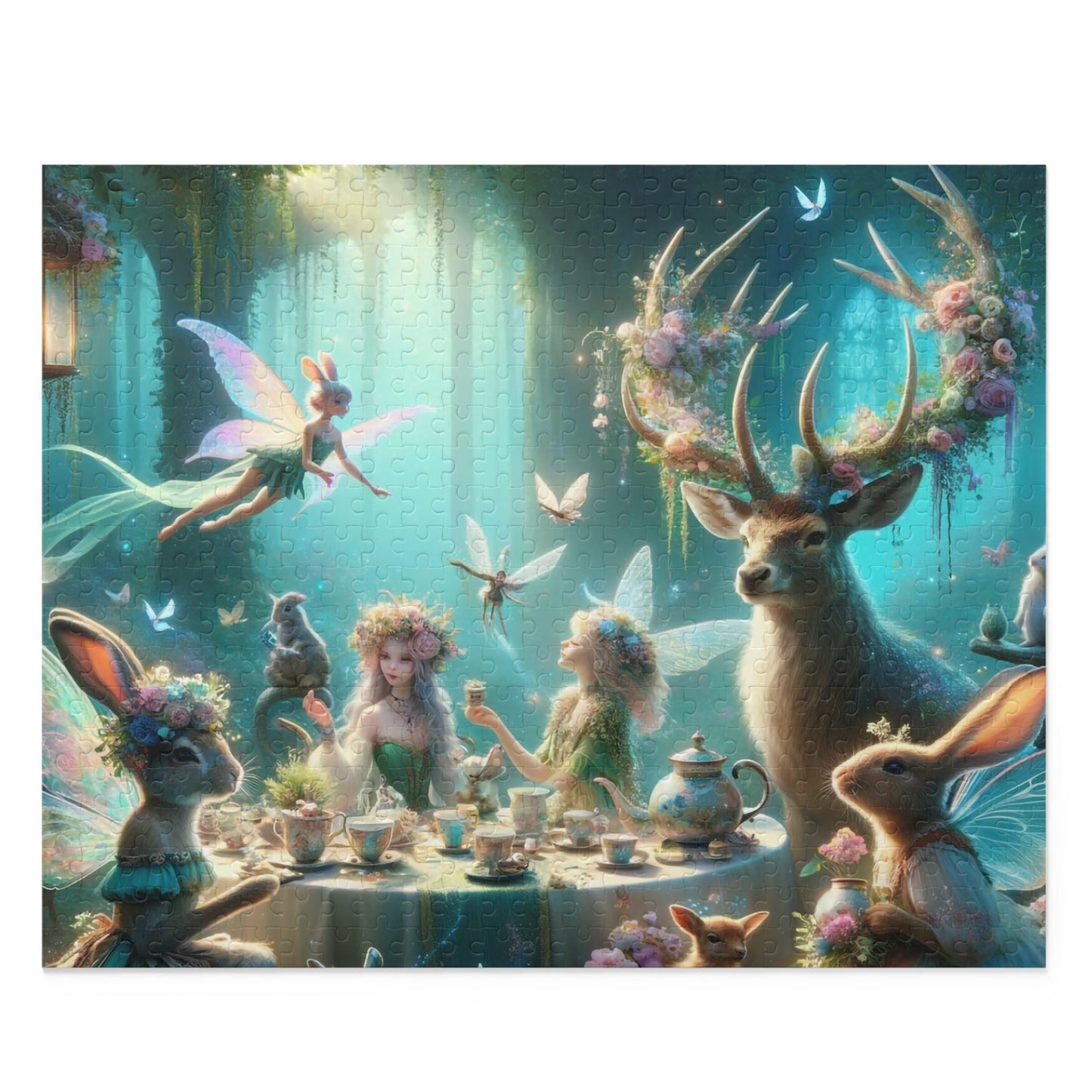 Whimsical Tea Party in the Woods Jigsaw Puzzle, 120, 252, 500 Piece Puzzle, Challenging Puzzle For Older Kids And Young Adults, Giftable Box