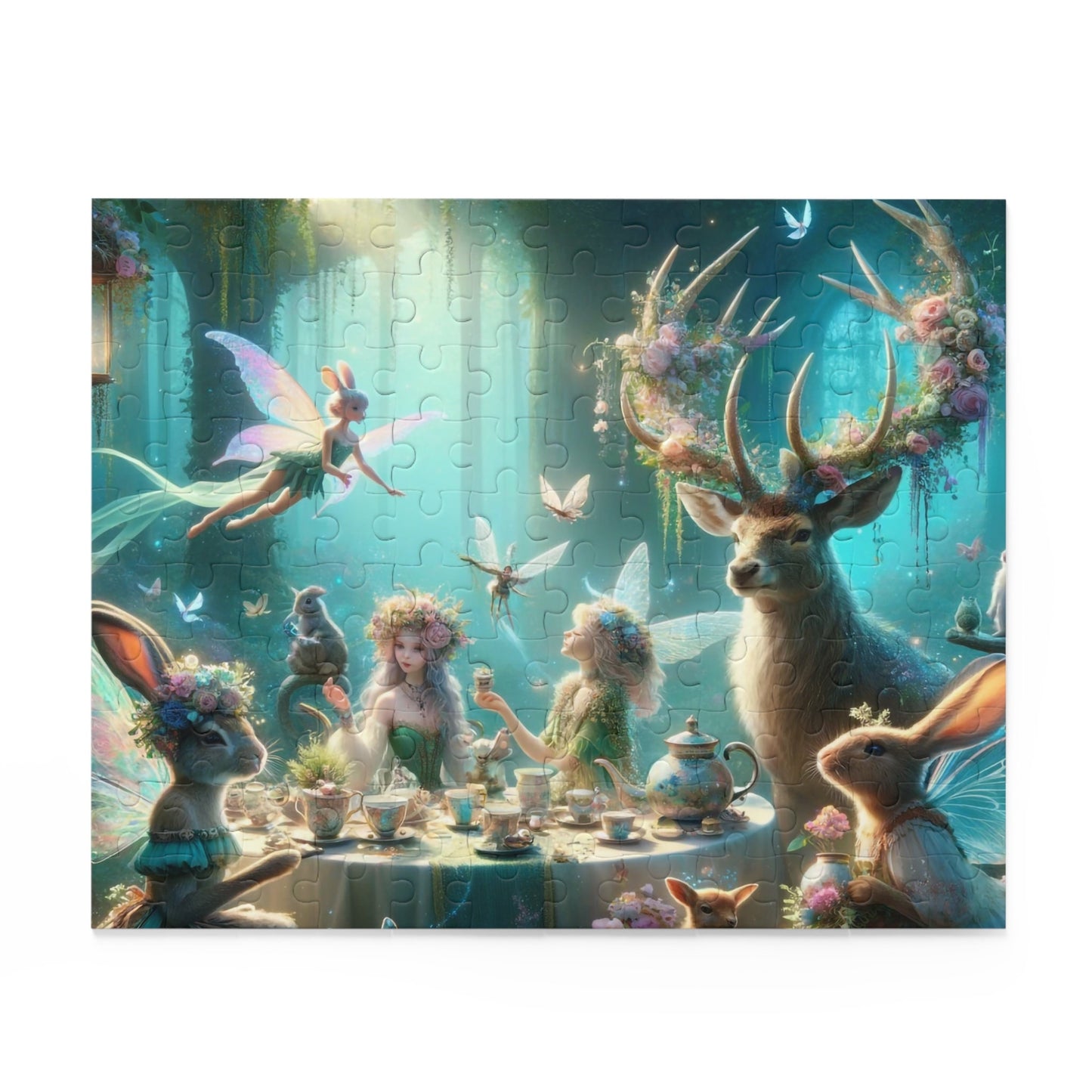 Whimsical Tea Party in the Woods Jigsaw Puzzle, 120, 252, 500 Piece Puzzle, Challenging Puzzle For Older Kids And Young Adults, Giftable Box