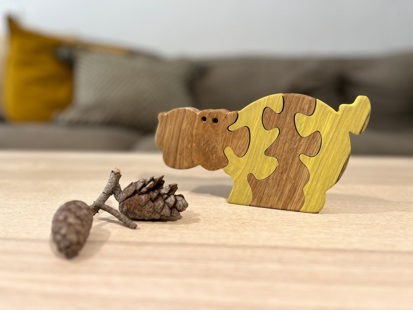 River Horse Hippo Puzzle - Vibrant Wooden Jigsaw, Kid-Friendly Wildlife Toy, Educational River Safari Game, Unique Hippopotamus Gift