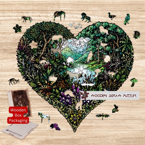 Secret Garden Wooden Jigsaw Puzzle with Wood Box Packaging, Nature Life Jigsaw Puzzles Birthday Christmas Anniversary Valentine Gift Idea