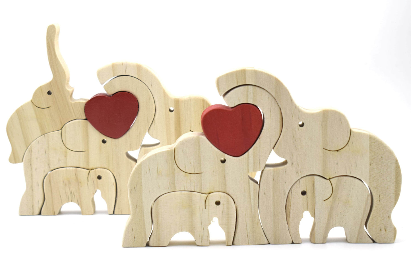 Wooden Elephant Family Puzzle,Custom Animal Figurines,Wooden Elephants Carvings,Personalized Family Name Puzzle,Father's Day Gifts,Kids Gift