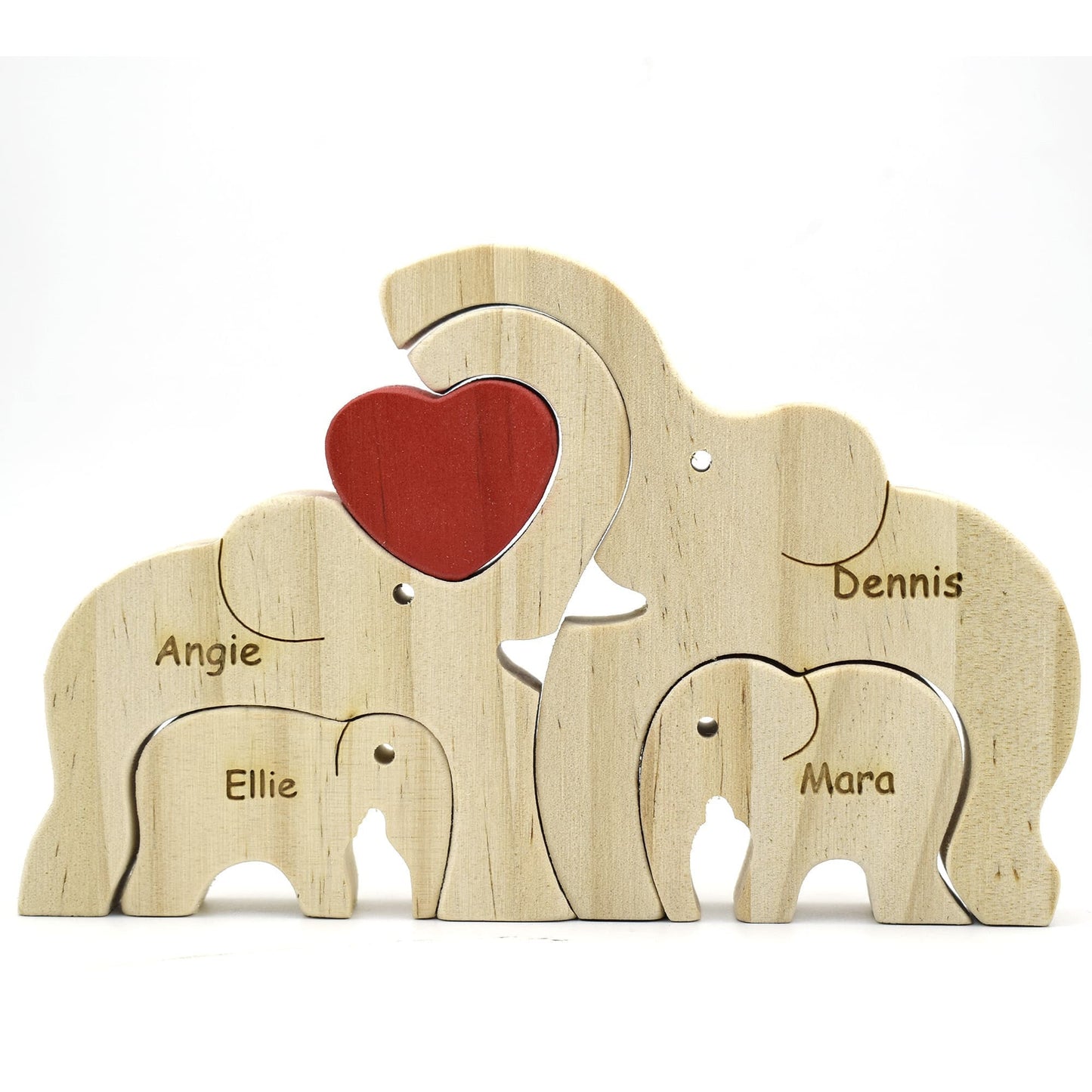 Wooden Elephant Family Puzzle,Custom Animal Figurines,Wooden Elephants Carvings,Personalized Family Name Puzzle,Father's Day Gifts,Kids Gift