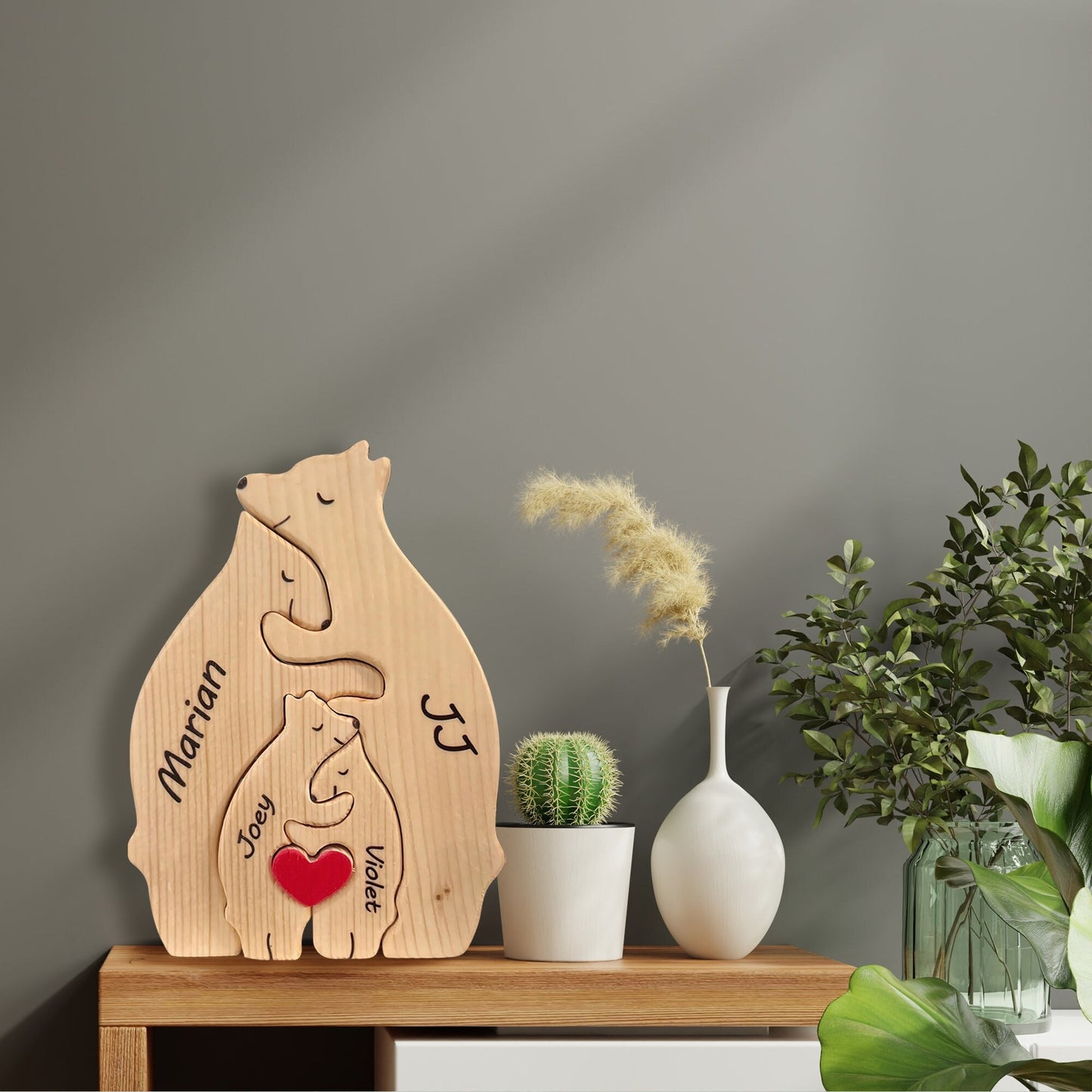 Wooden Bear Family Puzzle,Engraved Family Name Puzzle,Family Keepsake Gift,Gift for Parents,Animal Family,Family Home Decor,Gift for Kids