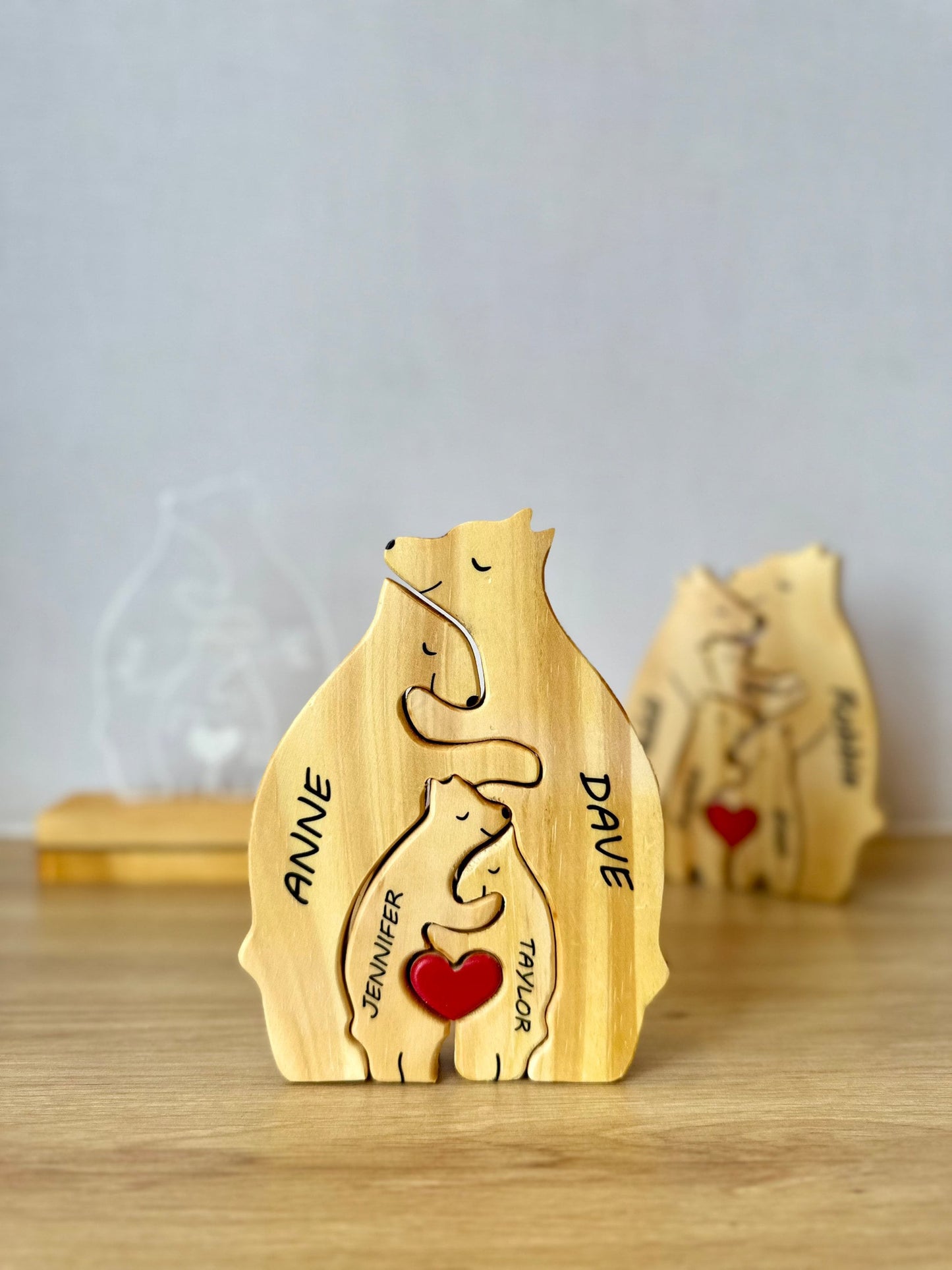 Wooden Bear Family Puzzle,Engraved Family Name Puzzle,Family Keepsake Gift,Gift for Parents,Animal Family,Family Home Decor,Gift for Kids