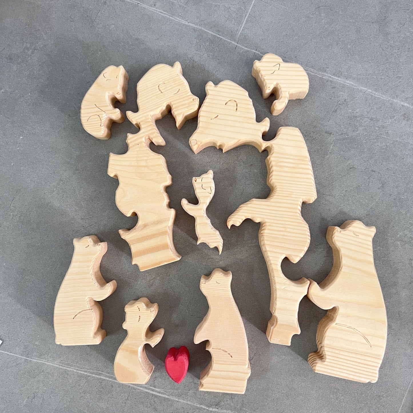 9 Bear Family Puzzle,Wooden Bear Family Puzzle,Wooden Animal Puzzle,Family Keepsake,Personalize gift,Christmas,Family tree.Customized Name