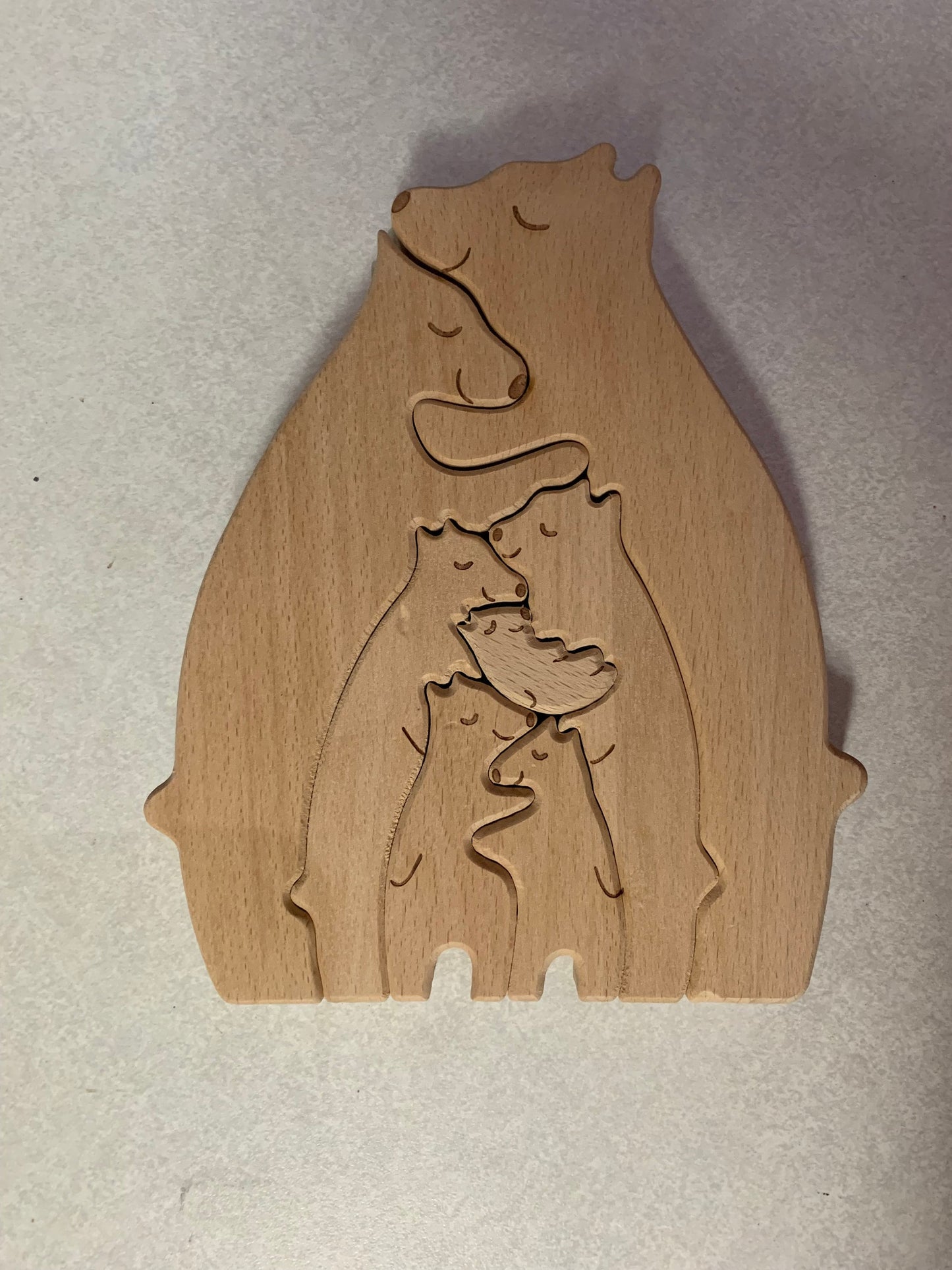 Engraved Print Family Personalized Wooden Bear Puzzle, Name Puzzle, Gift for Mom, Family Home Decor, Kids gift, Grandma Gift, Animal Lover