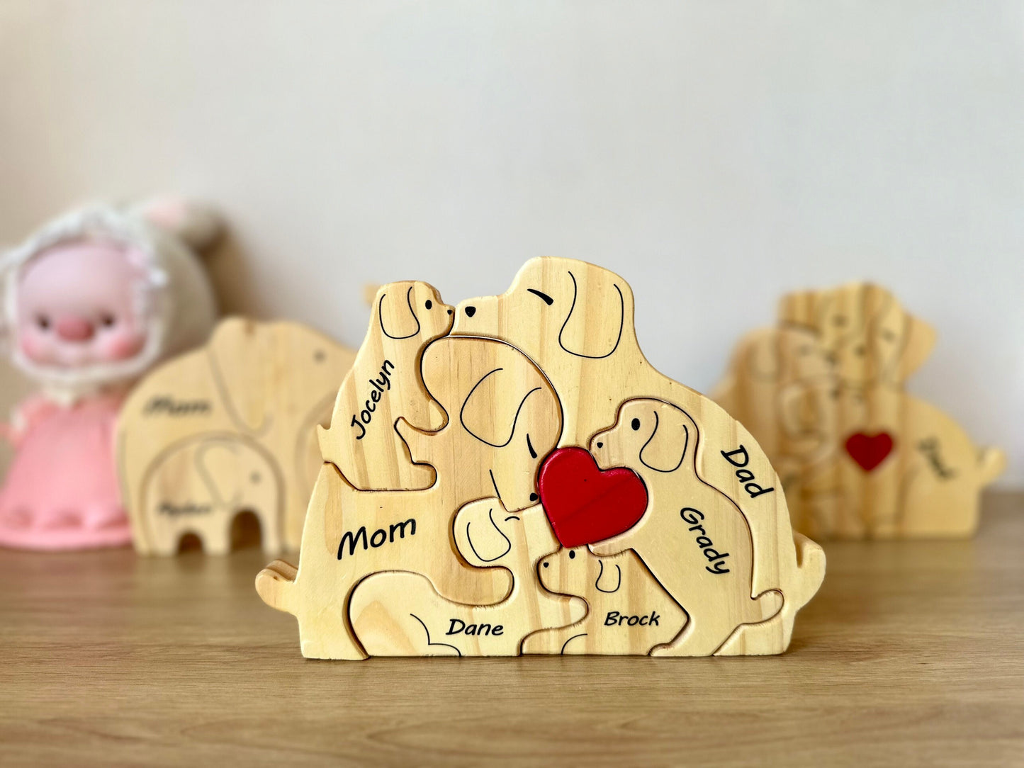 Family Home Decor, Gift for KidsWooden Bear Family Puzzle, Engraved Family Name Puzzle, Family Keepsake Gift,Animal Family Gift for home