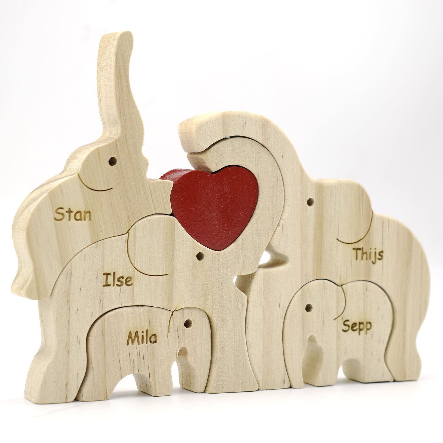 Wooden Elephants Family Puzzle,Personalized Father's Day Gift,DIY Engraved Name Elephant Figurine,Custom Wooden Animal Puzzle,Home Decor