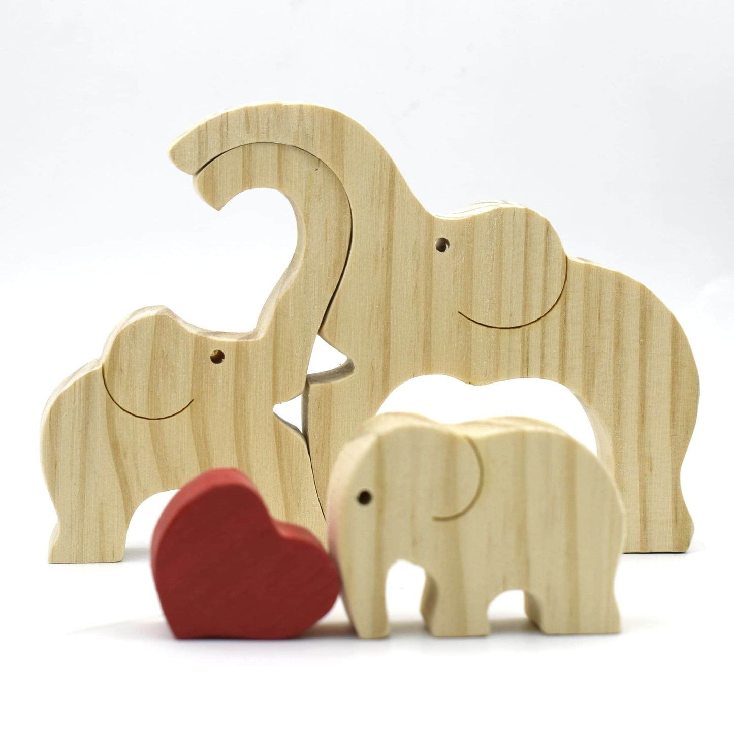 Wooden Elephant Family Puzzle,Custom Animal Figurines,Wooden Elephants Carvings,Personalized Family Name Puzzle,Father's Day Gifts,Kids Gift