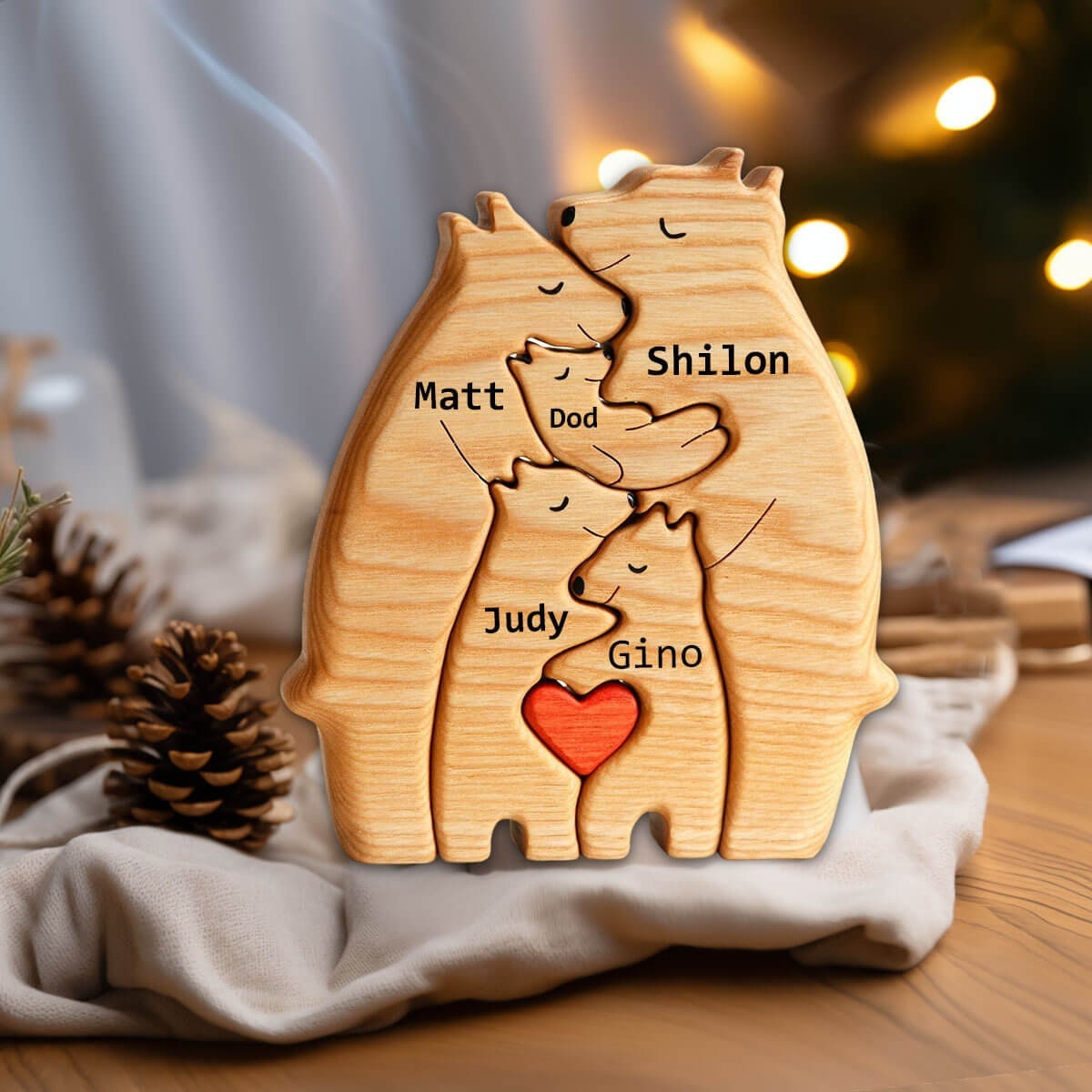 Personalized Wooden Bears Engraved Family Name Puzzle, Custom Wooden Bears Family Puzzle, DIY Art Puzzle, Animal Family, Gift for Parents