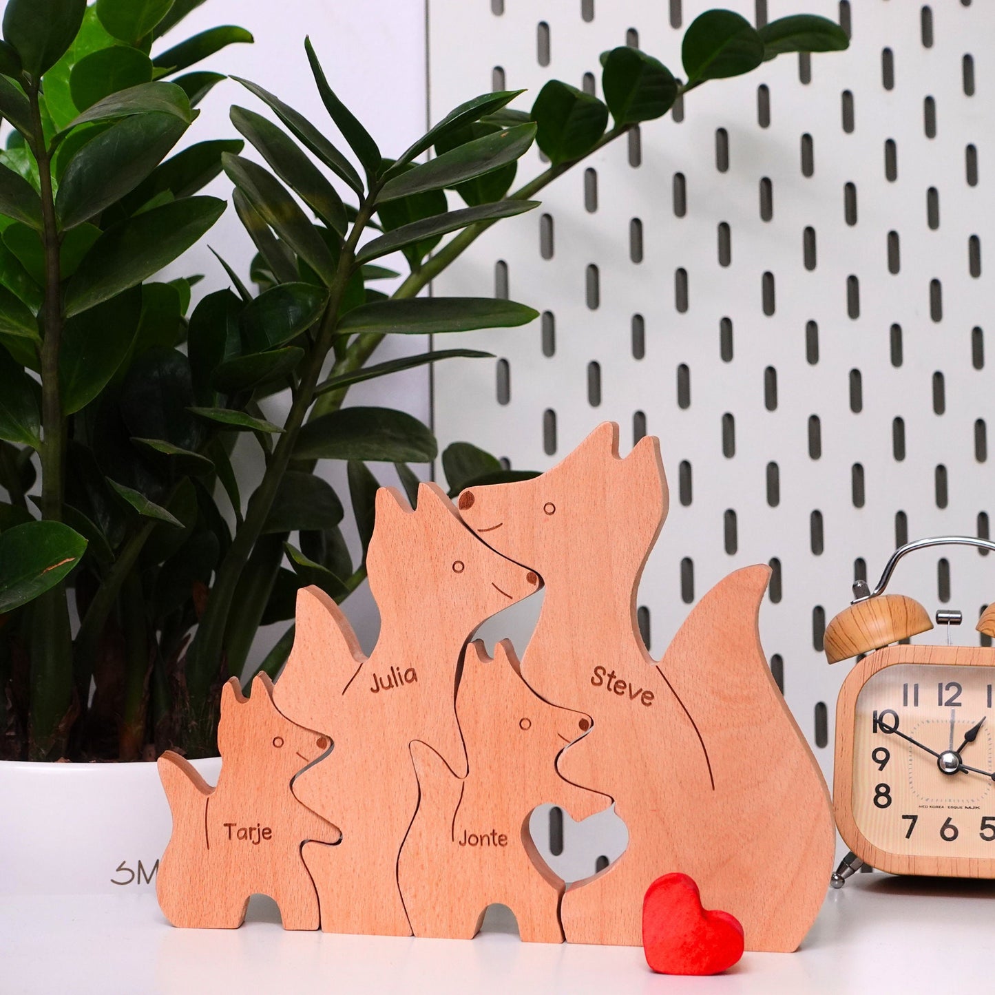 Personalized Wooden Fox Family Puzzle Custom Family Members Animal Figurines Name Puzzle Family Keepsake Mother's Day Gift For Parents Kids