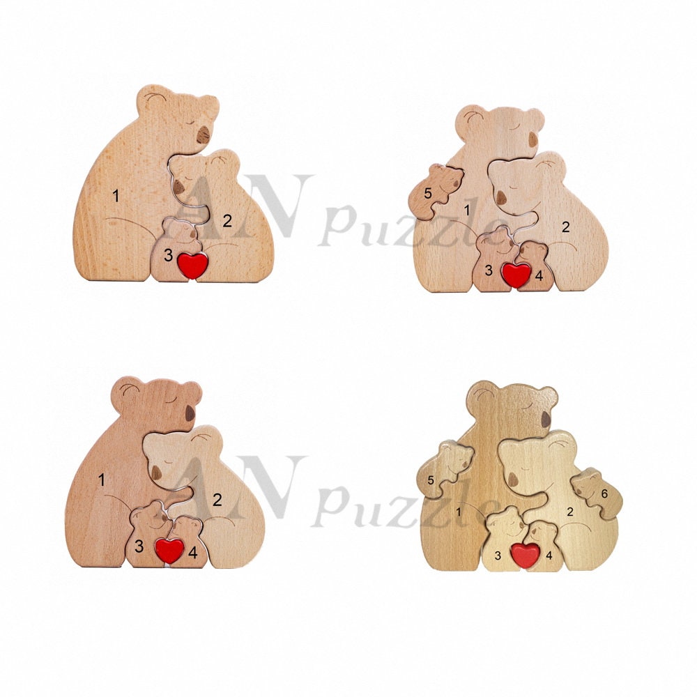 Puzzle Wooden-Wooden koalas Family Puzzle-Animal Carvings-Personalized Gifts-Xmas Gift For Mom-Xmas Gifts-Art Puzzle