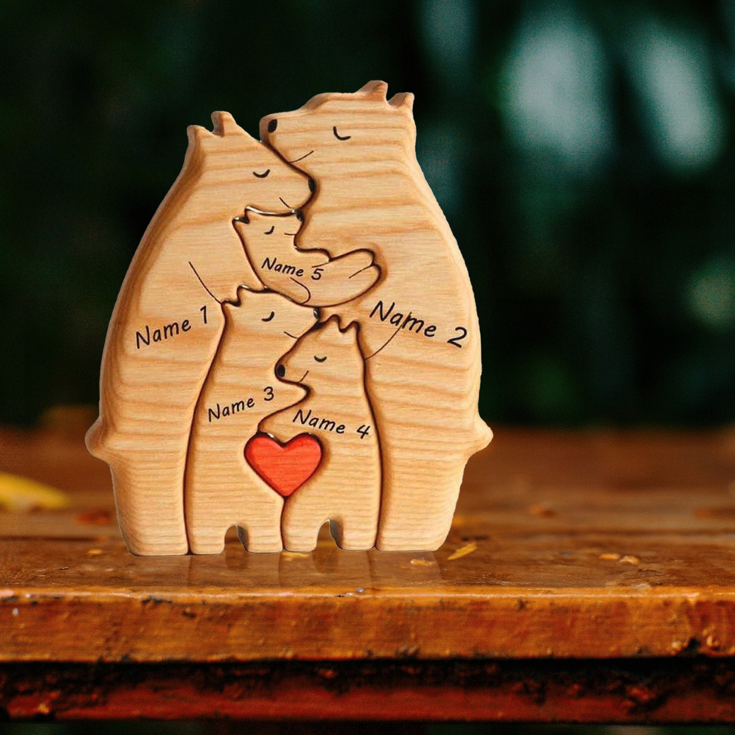 Wooden Bear Family Puzzle Bear Name Puzzle Family Keepsake Gifts, Animal Family Home Gift, Fathers day gift Idea, Home Decor Gifts