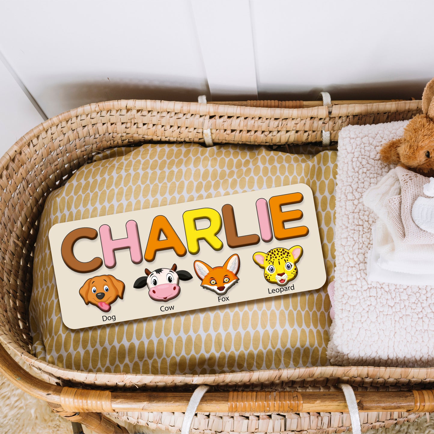 Custom Name Puzzle with Animals, Personalized Handmade Birthday Gift for Baby, Special New Baby Gift, Wood Toy, Christmas Gifts for Toddlers