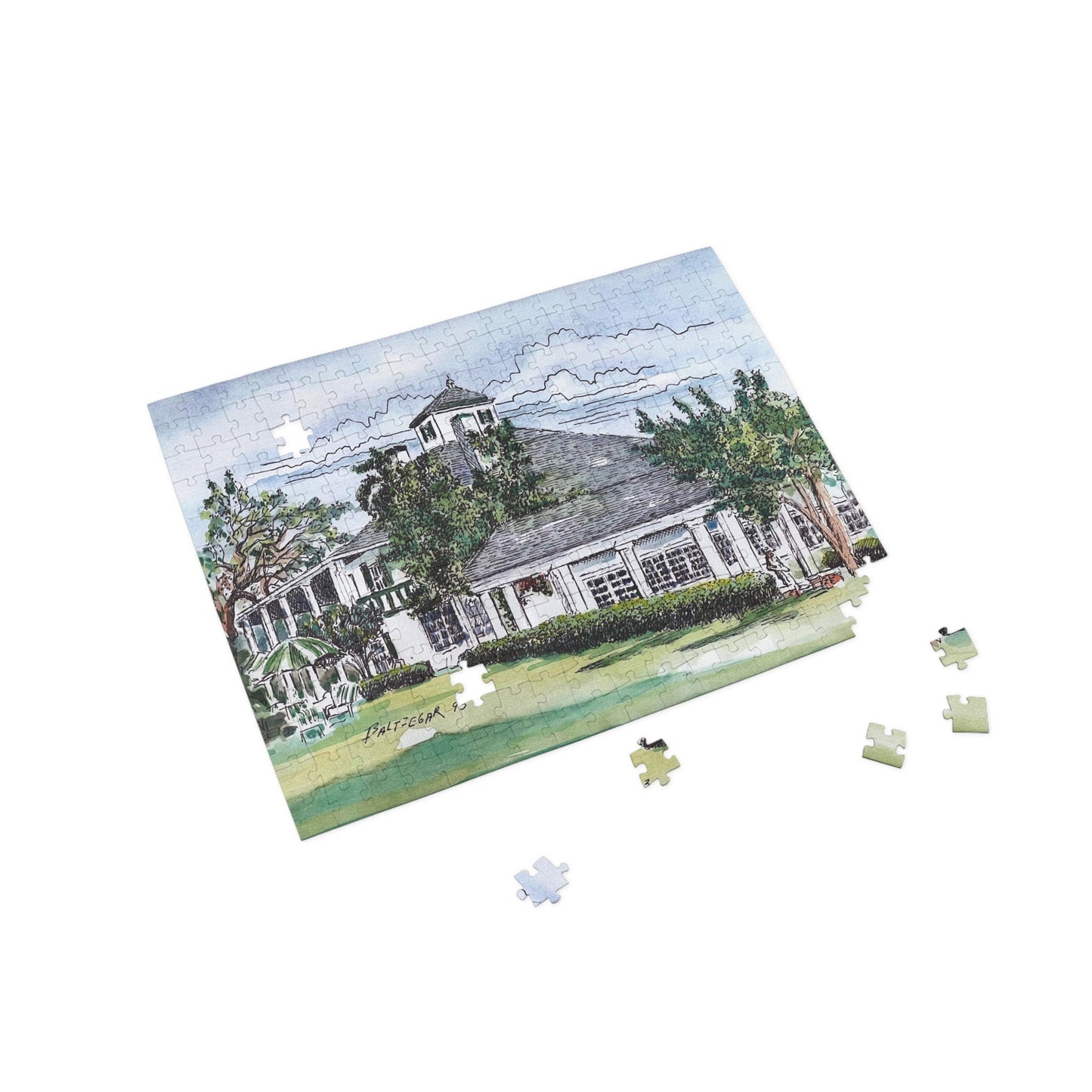 Iconic Golf Clubhouse Wooden Jigsaw Puzzle | Classic Golf Scene Puzzle for Kids & Adults | Unique Golfing Gift | Original Golf Art