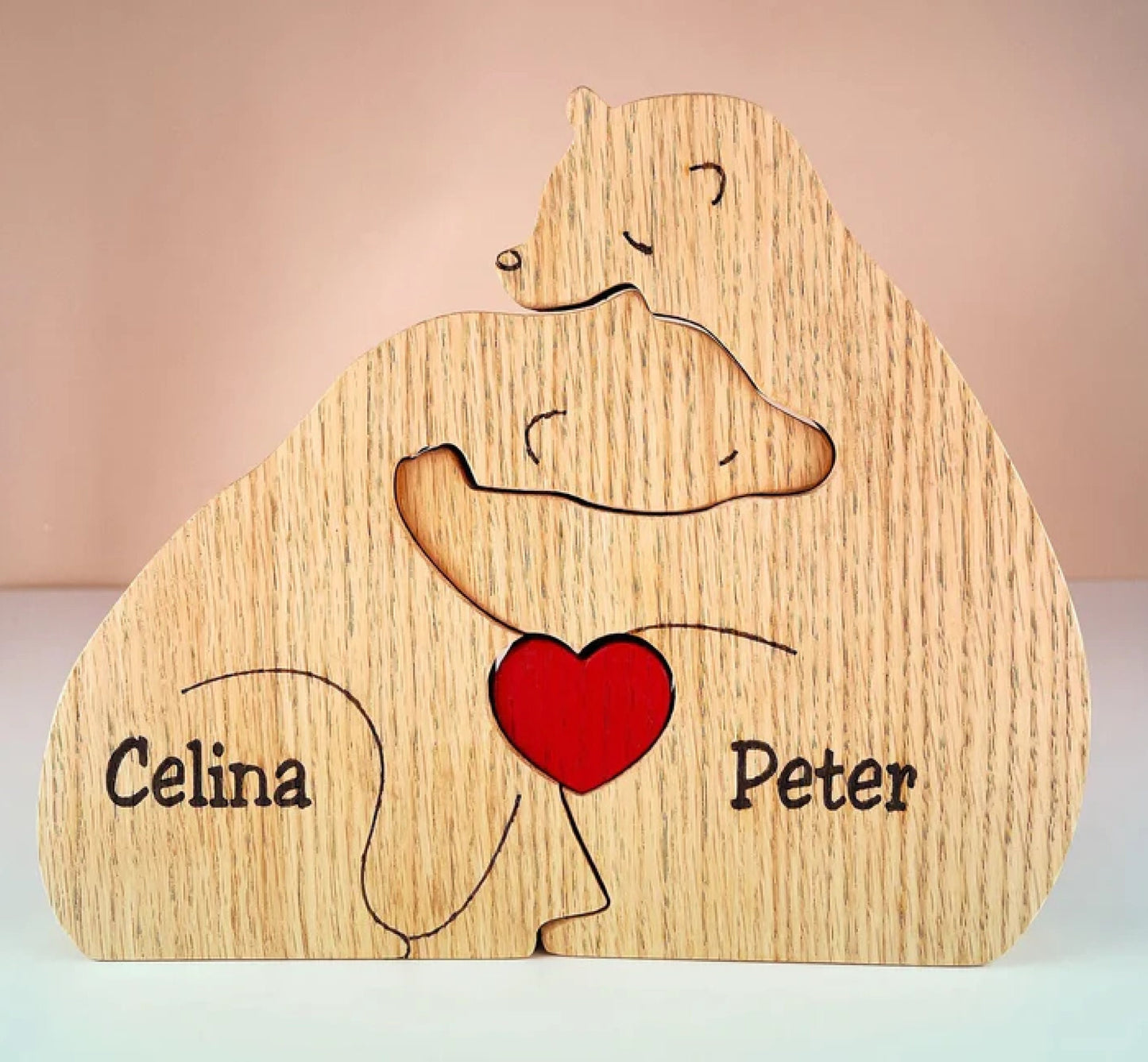 Wooden Bear Family Puzzle,Engraved Family Name Puzzle,Family Keepsake Gift,Gift for Parents,Animal Family,Family Home Decor,Gift for Kids