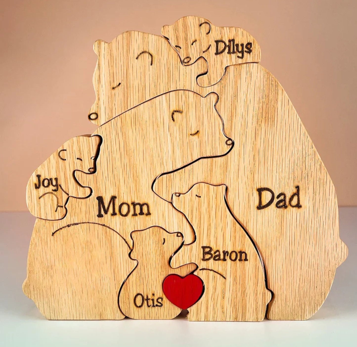 Wooden Bear Family Puzzle,Engraved Family Name Puzzle,Family Keepsake Gift,Gift for Parents,Animal Family,Family Home Decor,Gift for Kids