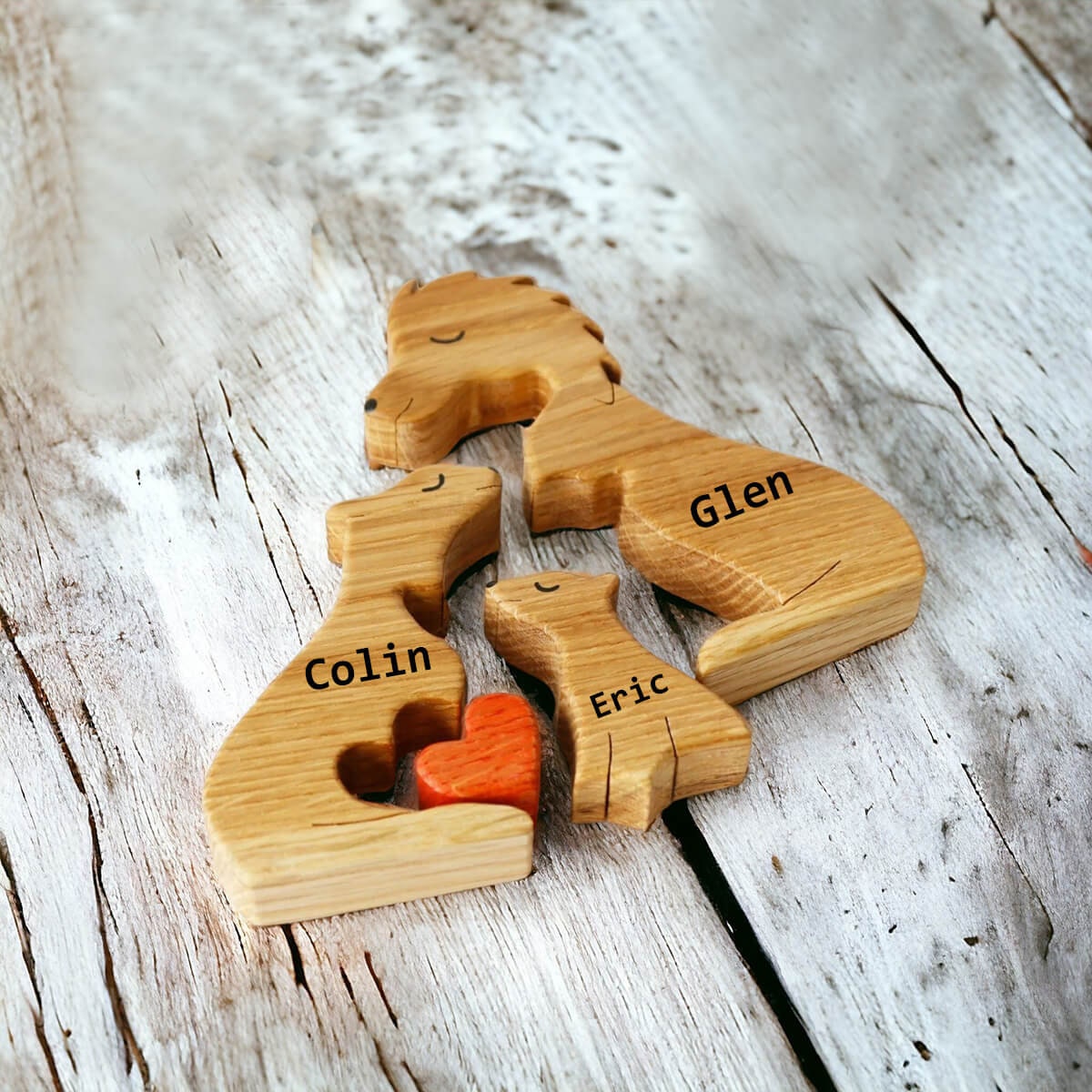 Wooden Personalized Lion Family Puzzle, Custom Wooden Jigsaw Puzzle, Custom Engraved Family Name Puzzle, Custom Family Keepsake Gift