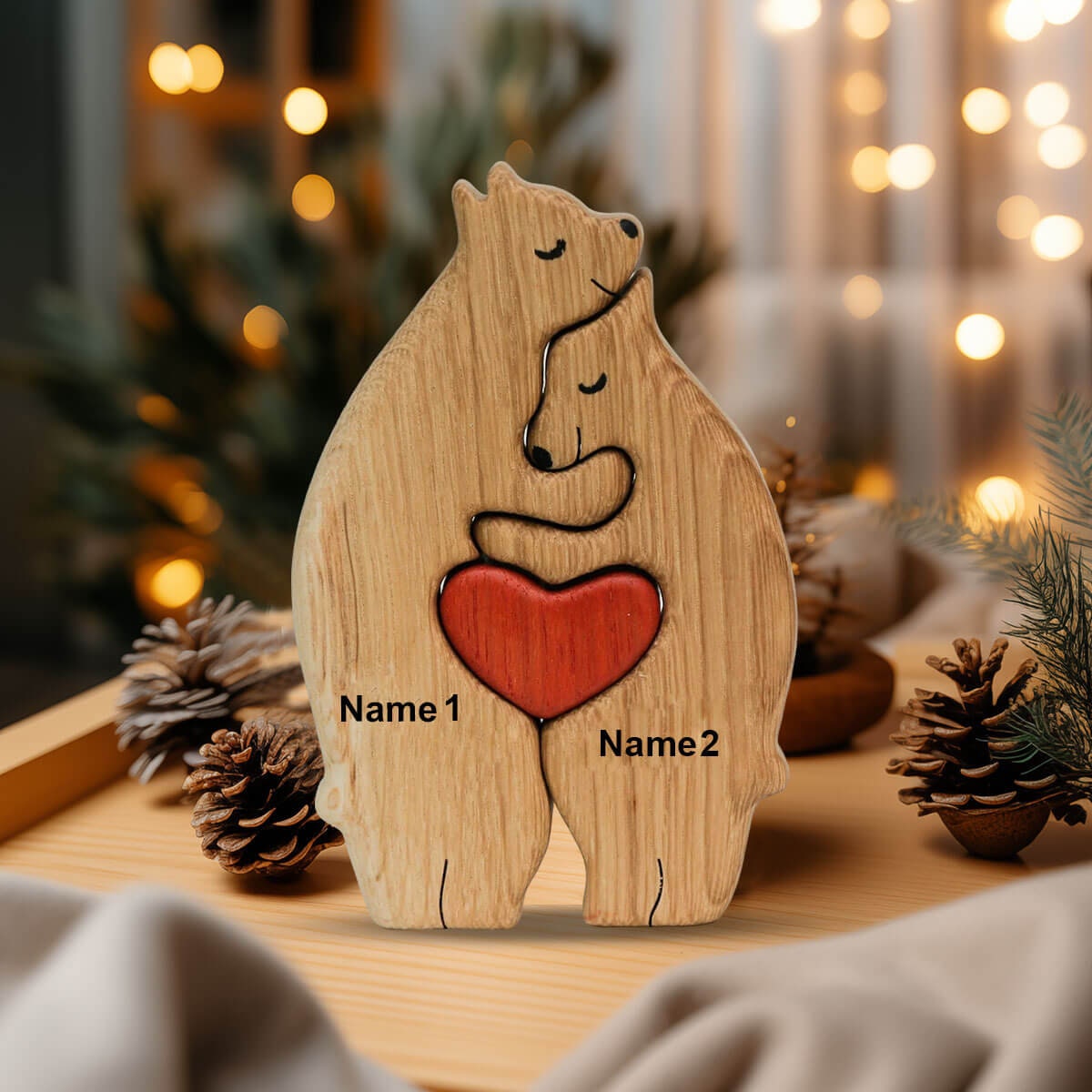 Personalized Wooden Bears Engraved Family Name Puzzle, Custom Wooden Bears Family Puzzle, DIY Art Puzzle, Animal Family, Gift for Parents