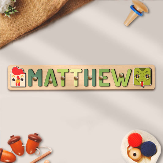 Personalized Name Puzzle With Animal Unique Christmas Birthday Gift Custom Educational Gift for Learning Montessori Toy Child Nursery Decor