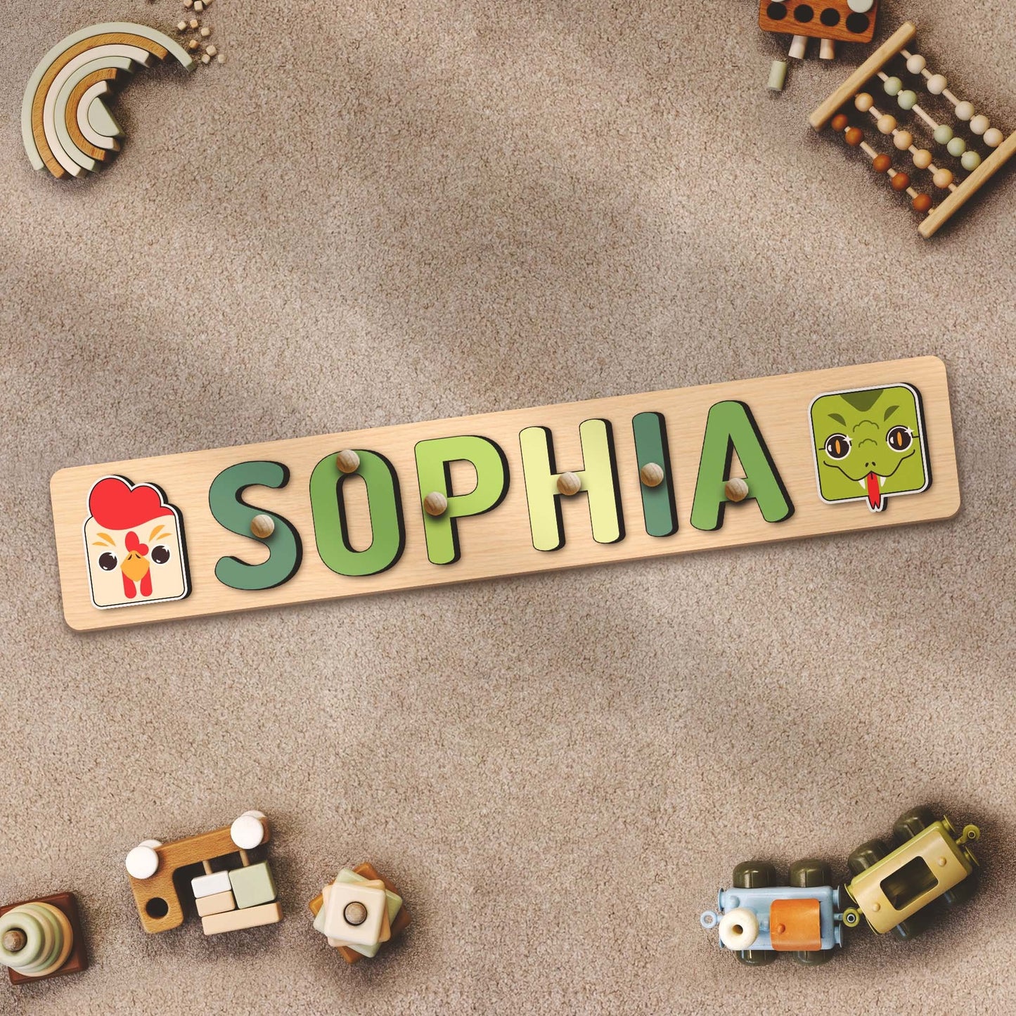 Personalized Name Puzzle With Animal Unique Christmas Birthday Gift Custom Educational Gift for Learning Montessori Toy Child Nursery Decor