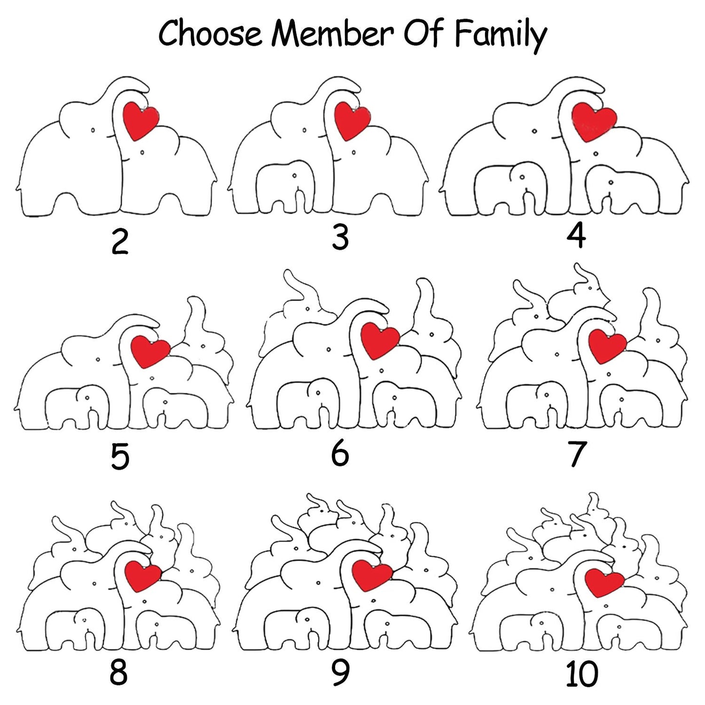 Personalized Elephant Family Wooden Puzzle Custom Up To 10 Animal Figurines Wooden Elephants Carvings 3D Animal Art Mother's Day Gift Kids