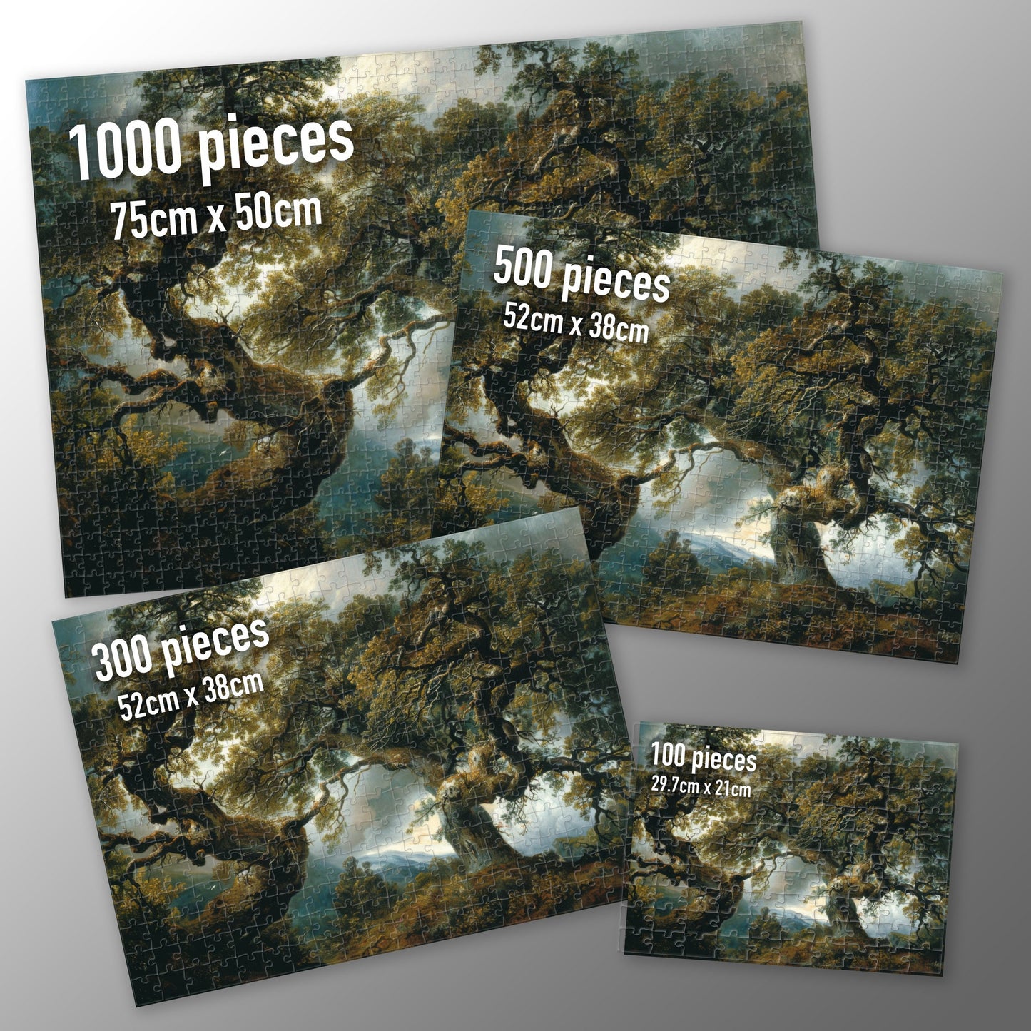 Enchanted Forest Jigsaw Puzzle, Real Wood Puzzle, 1000 500 300 100 Pieces, Challenging Forest Scene, Art Puzzle for Adults and Kids