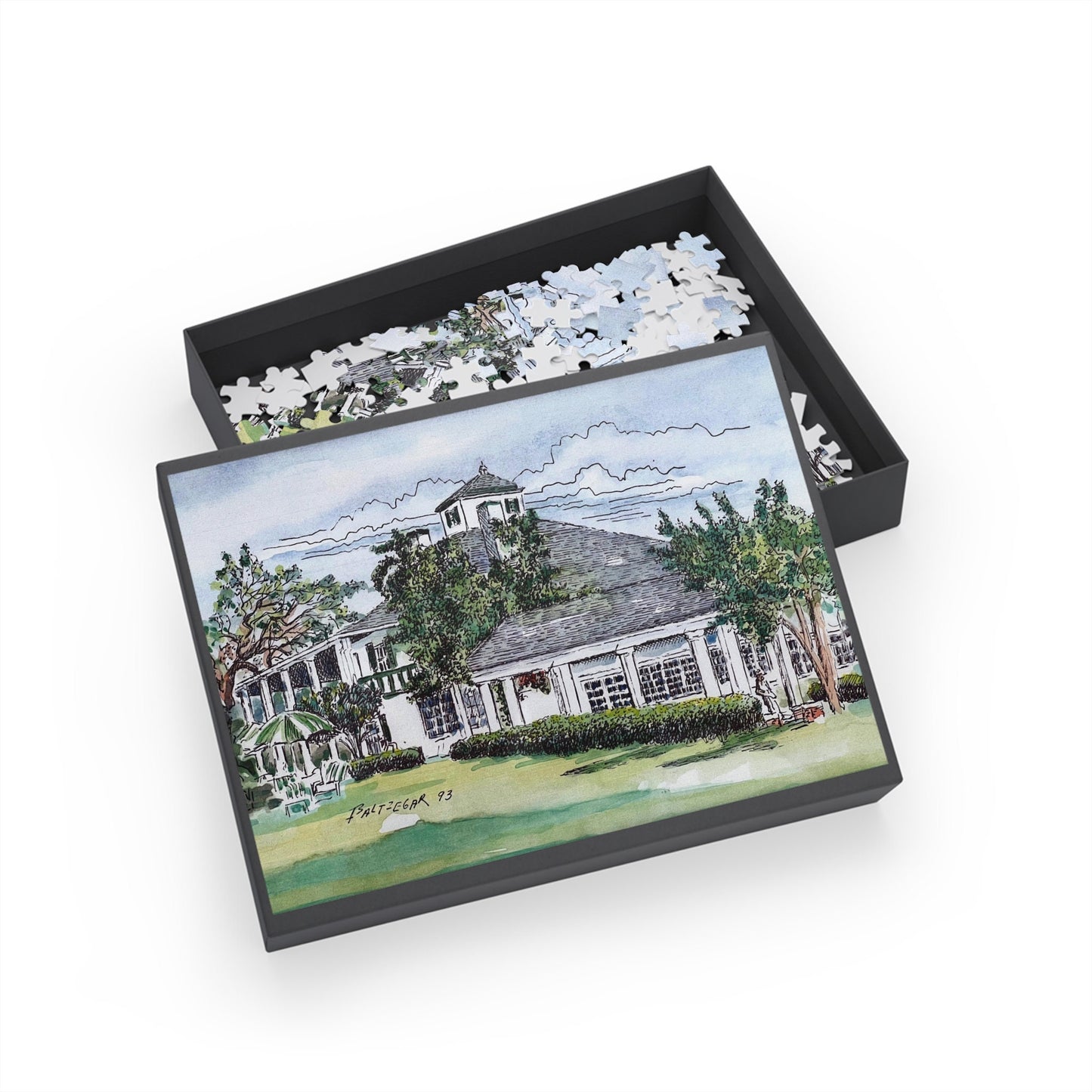 Iconic Golf Clubhouse Wooden Jigsaw Puzzle | Classic Golf Scene Puzzle for Kids & Adults | Unique Golfing Gift | Original Golf Art