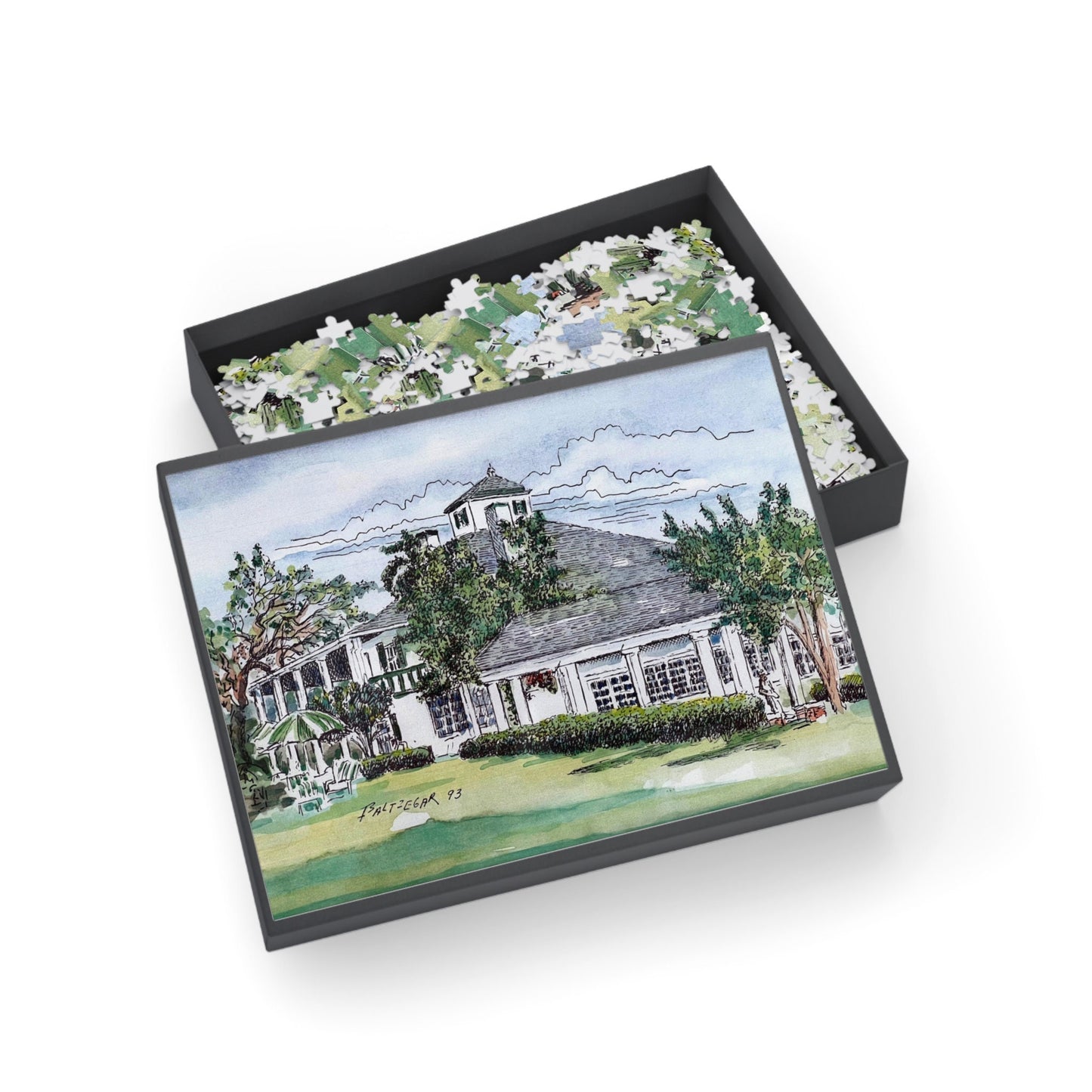 Iconic Golf Clubhouse Wooden Jigsaw Puzzle | Classic Golf Scene Puzzle for Kids & Adults | Unique Golfing Gift | Original Golf Art