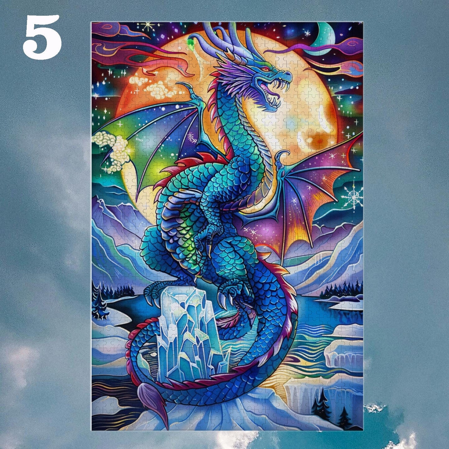 Stained Glass Dragon Jigsaw Puzzle for Son/Kids Family Together Dragon Bedroom Decor Puzzles Photo Art 1000 Piece Wood Puzzle Game Kids Gift