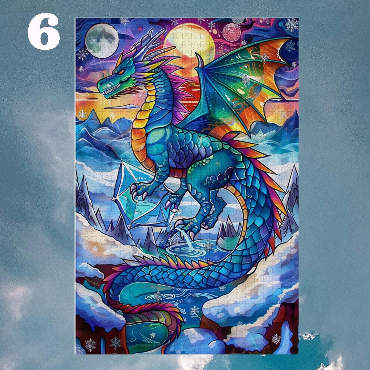 Stained Glass Dragon Jigsaw Puzzle for Son/Kids Family Together Dragon Bedroom Decor Puzzles Photo Art 1000 Piece Wood Puzzle Game Kids Gift