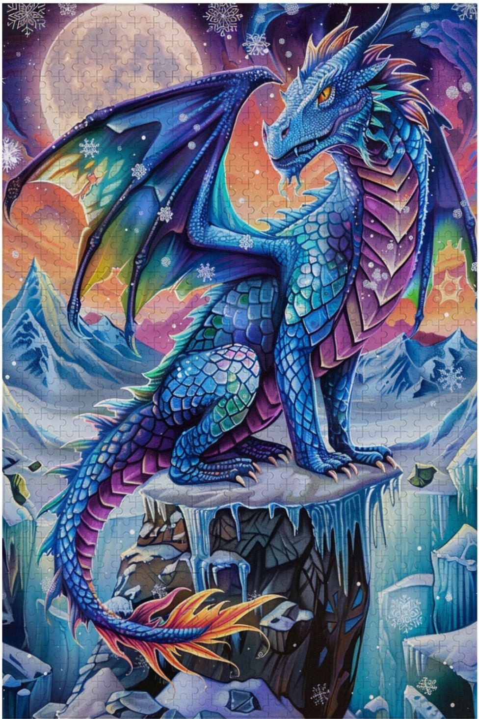 Stained Glass Dragon Jigsaw Puzzle for Son/Kids Family Together Dragon Bedroom Decor Puzzles Photo Art 1000 Piece Wood Puzzle Game Kids Gift