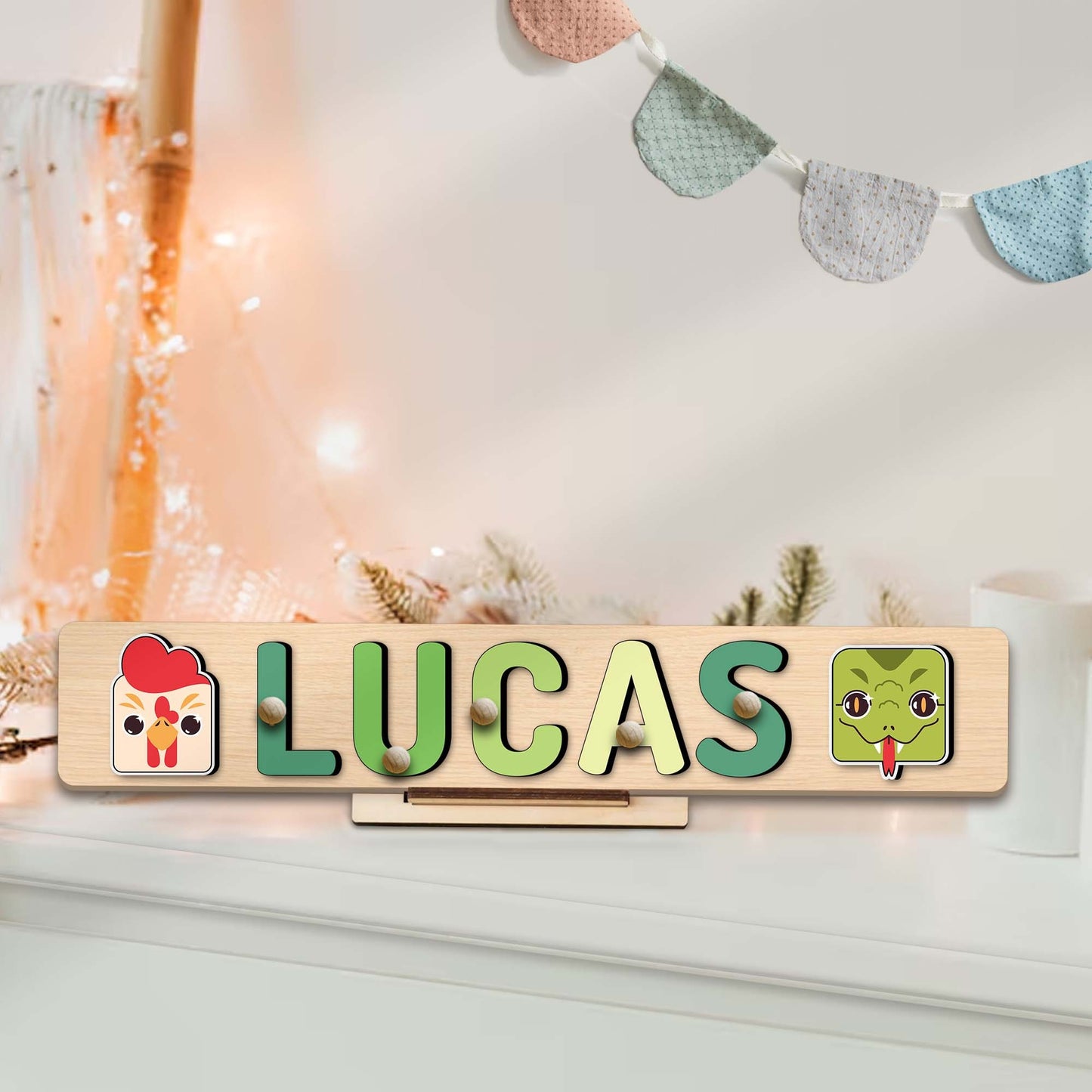 Personalized Name Puzzle With Animal Unique Christmas Birthday Gift Custom Educational Gift for Learning Montessori Toy Child Nursery Decor