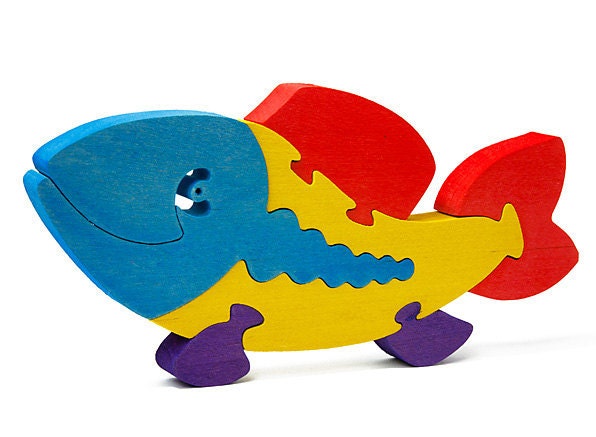 Wooden Puzzle Fish. Handmade color puzzle Handmade kids toy. Wooden eco friendly handmade toys for children. Ready to ship.