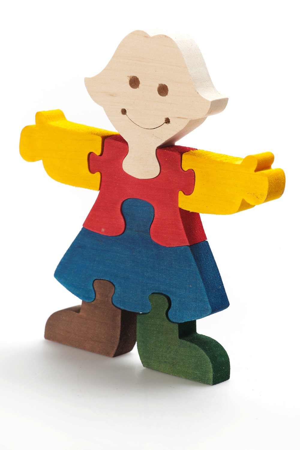 Happy Girl Wooden Puzzle, Wooden Kids Toy, Handmade Jigsaw Toddler Puzzle, Easy Puzzle, Children Gift, Montessori Toys for Babies