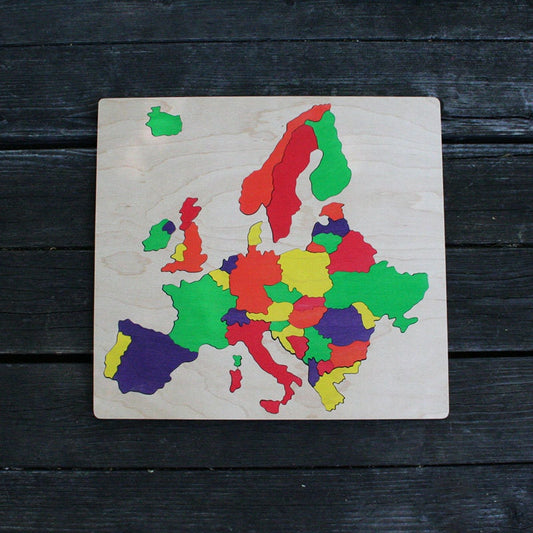 Europe Wooden Map Puzzle, Handmade, Wooden Name Jigsaw Puzzles