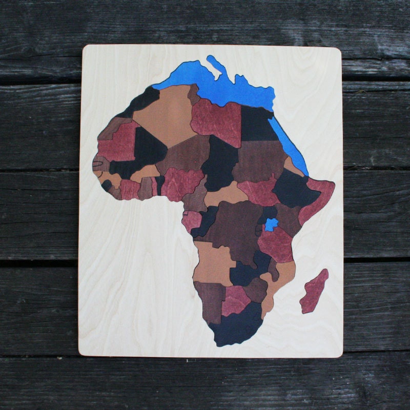 Africa Wooden Map Puzzle, Handmade, Wooden Name Jigsaw Puzzles