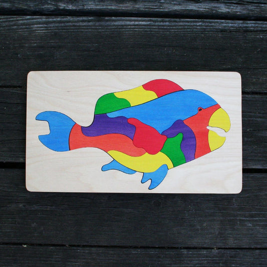 Parrot Fish Picture Puzzles, Fish Picture Puzzles, Handmade, Wooden Jigsaw Puzzles